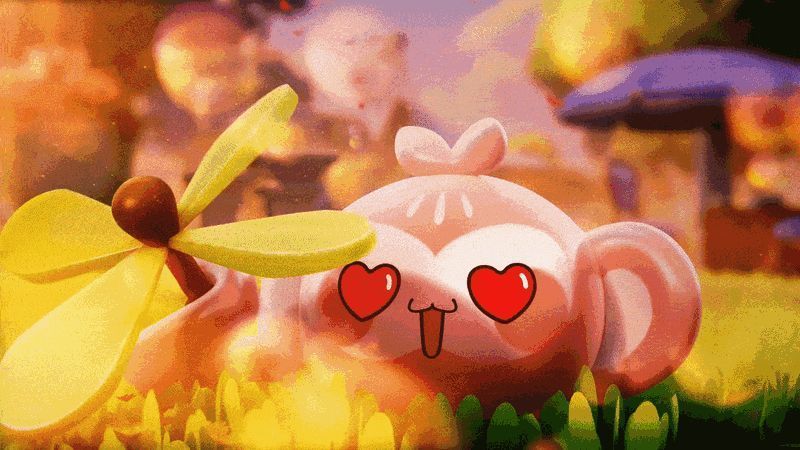 动态展示米姆帮助玩家采集资源、搬运材料，提升岛屿建设效率