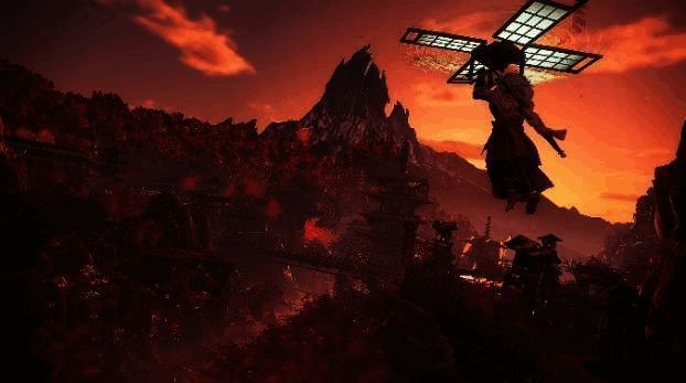 玩家站在高台之上，下方是由「络缲」构建的复杂机关网络