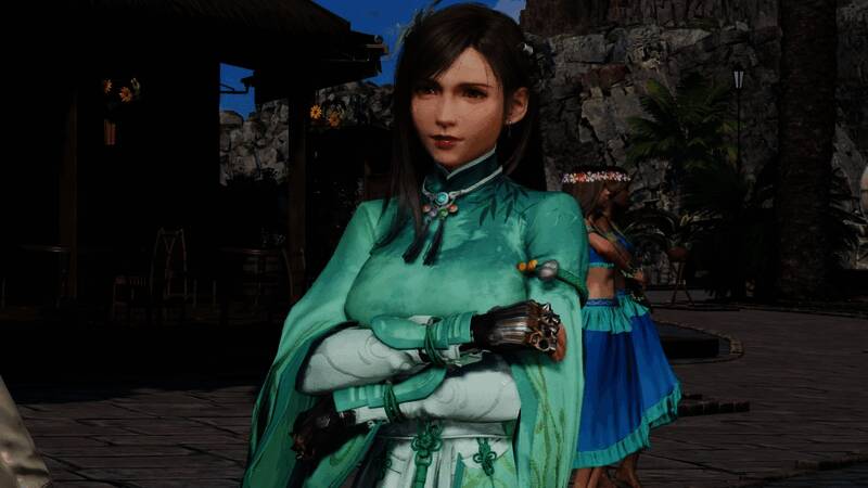 夜景模式下服装与环境光效的融合表现十分出色