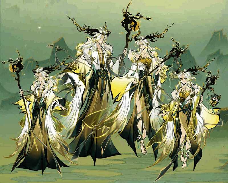 时装展示画面，角色身着白色祥瑞风服饰，身后浮现白泽神兽虚影