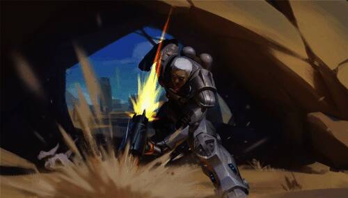 SP赛博星骑士游戏内形象展示，身穿高科技装甲，手持能量武器