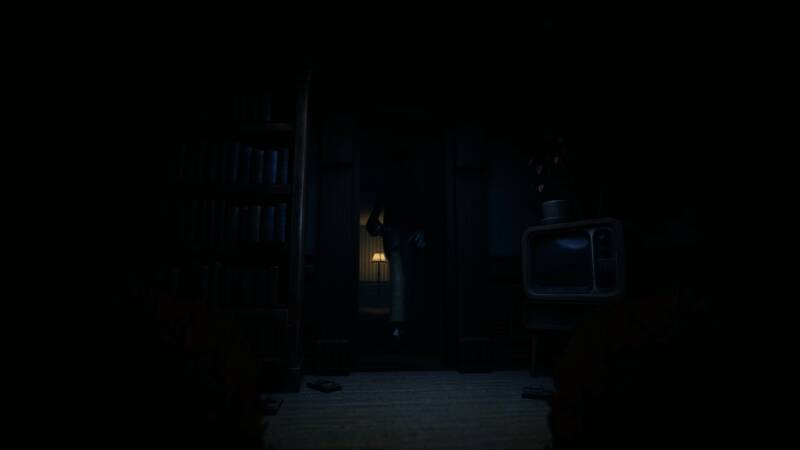 游戏中索菲与泰迪在昏暗房间中探索，墙壁上布满诡异涂鸦，氛围紧张压抑