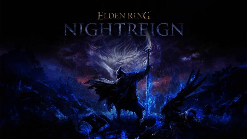 《艾尔登法环：黑夜君临》游戏主界面UI展示，背景为黑暗幻想风格世界