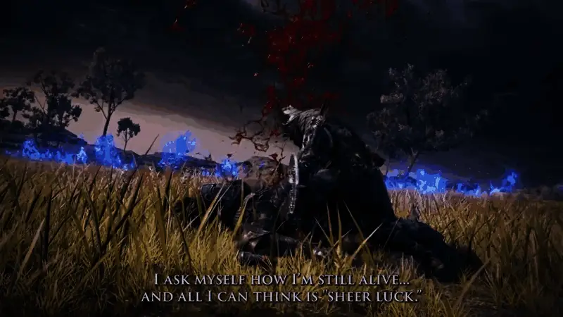 追踪者身披铠甲，在昏暗森林中潜行待机