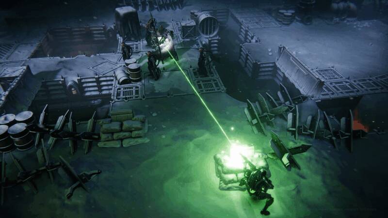 机械神教士兵与太空死灵正面交锋的激烈瞬间，充满张力的画面