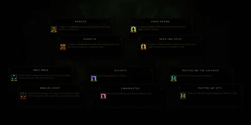 征服模式选项界面，显示多个挑战类型