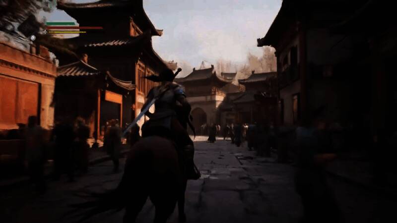 AI生成的街市场景全景图，人群熙攘，摊贩林立，气氛热闹非凡