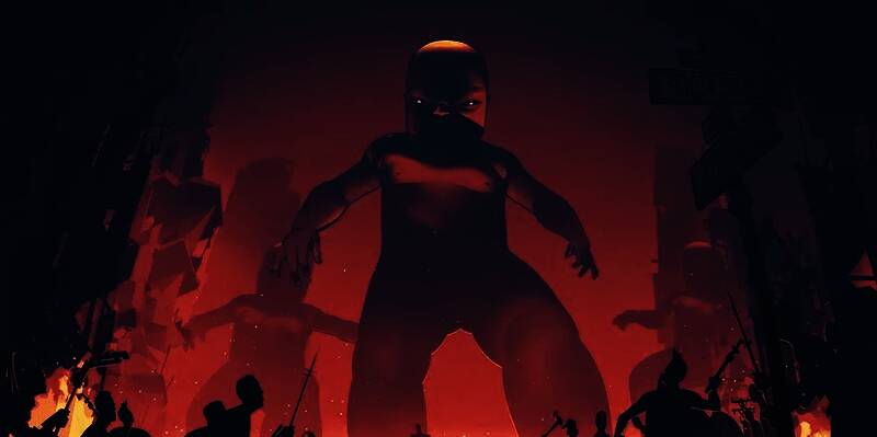 Marc Laidlaw接受采访画面，背景为《半条命》游戏画面