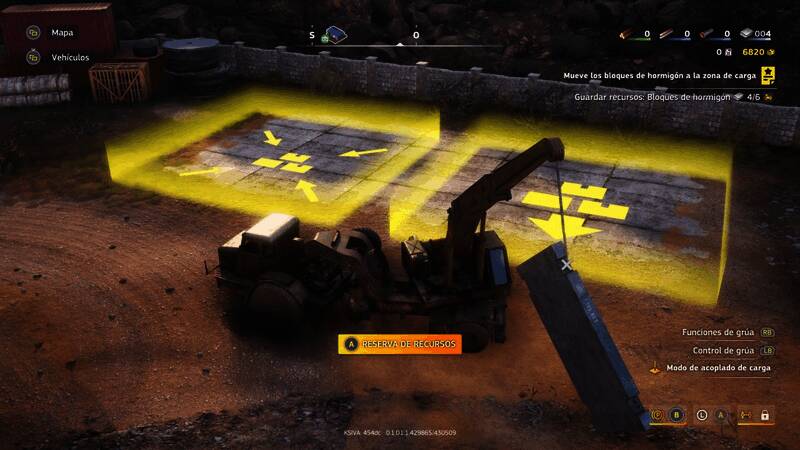 多个玩家协同作业的场景，使用不同车辆进行物资搬运和结构搭建