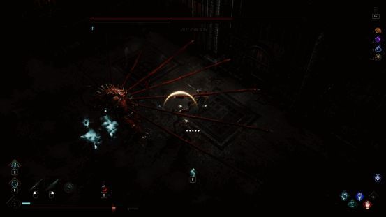 战斗场景截图，角色正在释放强力技能对抗巨型BOSS