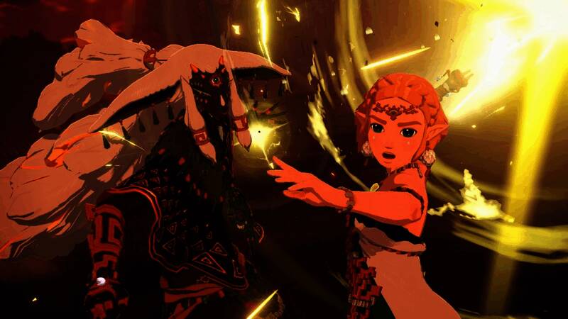 《塞尔达无双：封印战纪》游戏画面，展示角色在战场上激烈交锋的场景