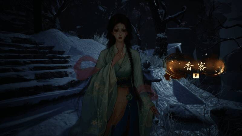 角色手持古籍研究案情的画面，背景是木质书架