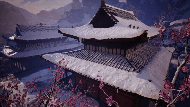 角色在佛像前跪拜祈祷的场景，香炉青烟缭绕