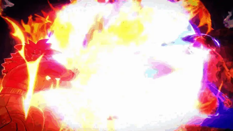 战斗胜利后的庆祝画面，角色做出标志性姿势，气氛热烈而充满成就感