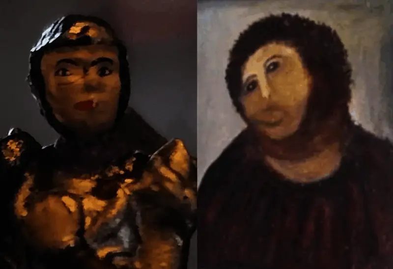 《博德之门3》手办实物图，多个角色面部模糊、五官变形，呈现出‘融化’状态