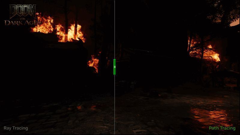 《毁灭战士：黑暗时代》中角色手持武器，在强烈光线照射下展现细腻材质与光影效果