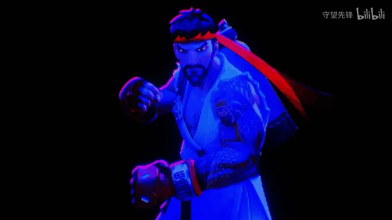 半藏身着隆的战斗服，背景呈现街头擂台风格