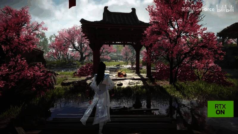 游戏中水面倒影细节展示，清晰映照周围建筑与天空光影