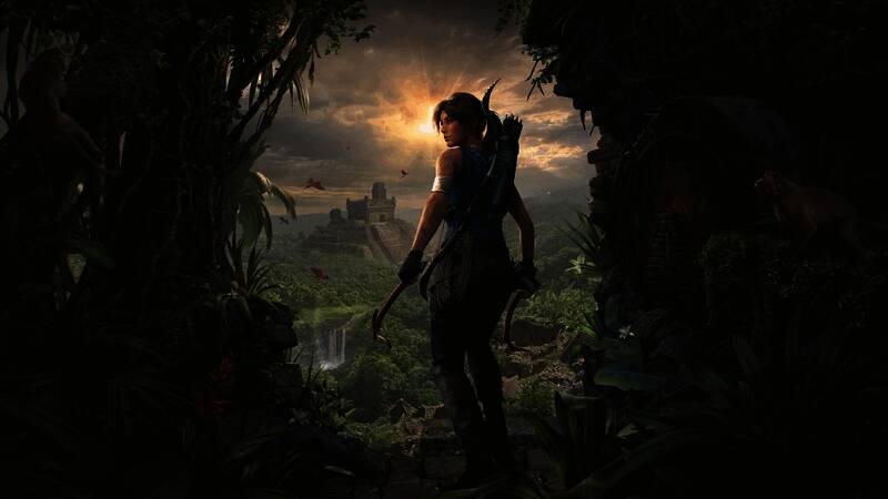 《古墓丽影》LOGO与未来感UI界面结合，象征新作即将到来