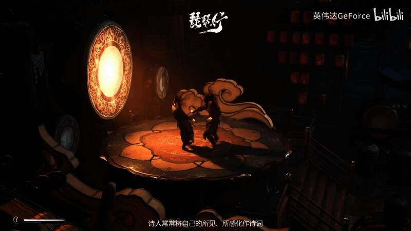 长安城街景俯瞰视角，灯火通明，人群熙攘，还原盛唐风貌