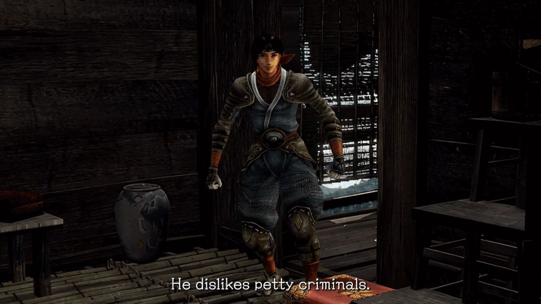 风魔小太郎身穿传统忍者装束，目光坚定，充满英气