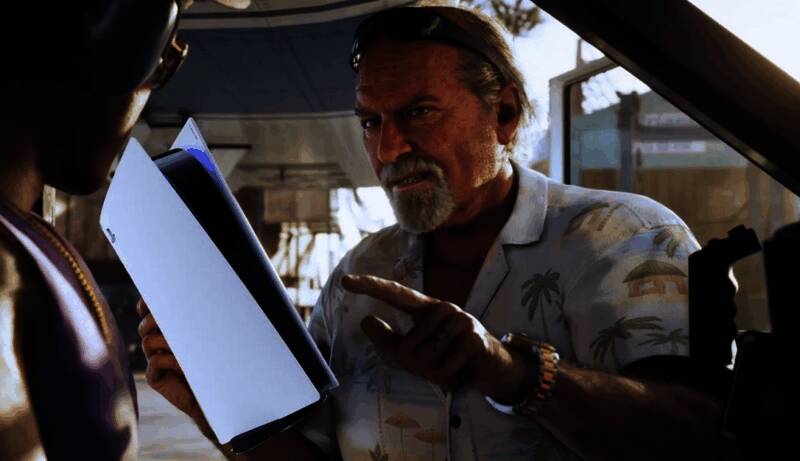 PS5主机展示图，银黑配色设计科技感十足