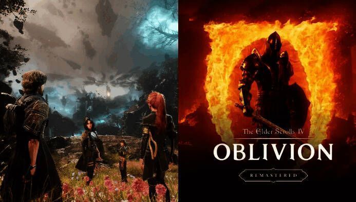 《光与影：33号远征队》与《上古卷轴4：湮灭重制版》同框对比画面