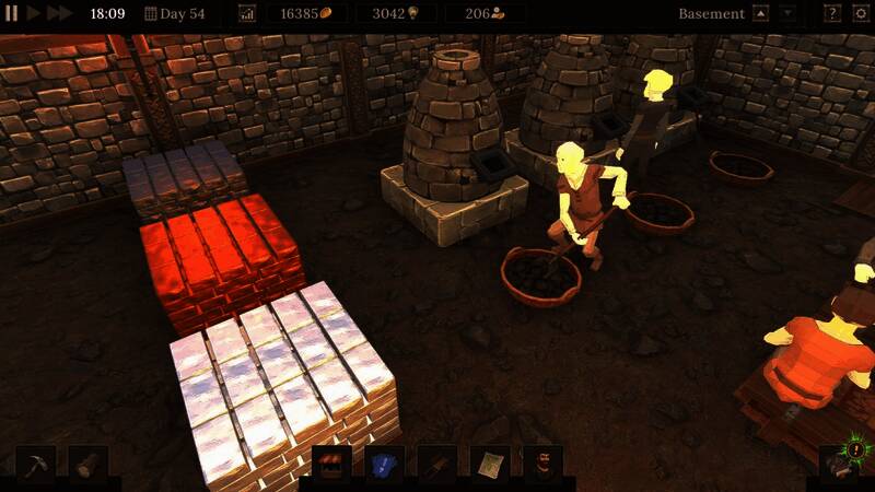 游戏资源收集场景，角色正在山间开采矿石