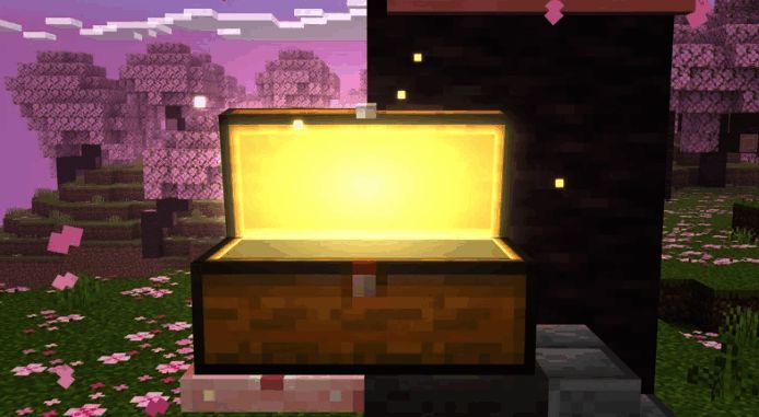 玩家角色手持时间胶囊，背景为标志性像素风格建筑群