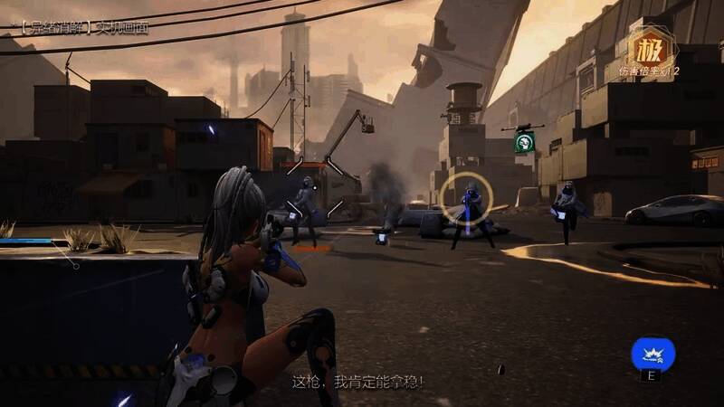 角色蹲伏掩体后持枪警戒，表情专注严肃