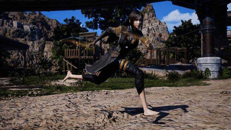 蒂法战斗动作展示，服装随动作飘动，物理特效自然