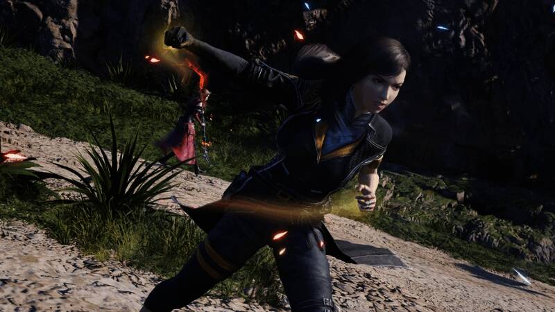 蒂法站在高处俯瞰城市，身穿吕涅装尽显英姿飒爽