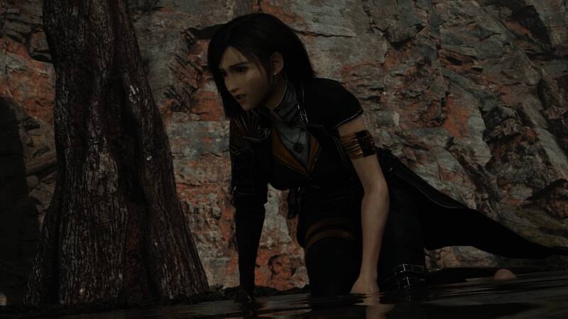 蒂法换装后与克劳德并肩而立，整体风格协调统一