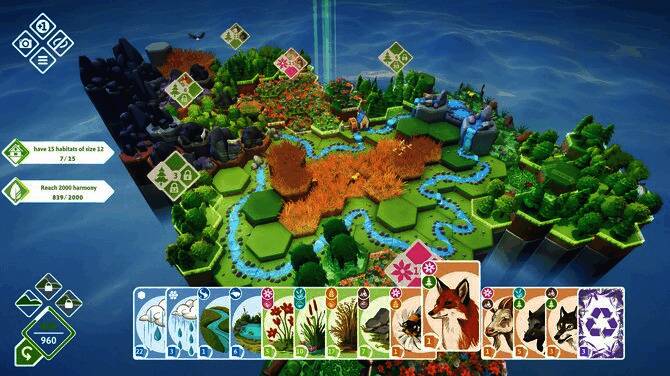 玩家在游戏中布置花园与小屋的场景画面