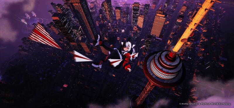 《异环》游戏场景展示，未来都市风格建筑与角色探索画面