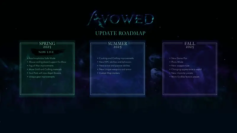 《宣誓》春季更新界面展示，背景为游戏中的奇幻场景