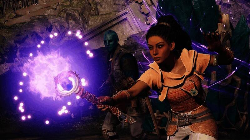 《宣誓》游戏内战斗画面，角色手持武器穿梭于废墟之间