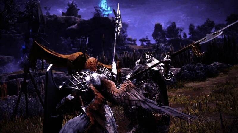 守护者使用旋风技能掀起狂风，敌人被卷入空中