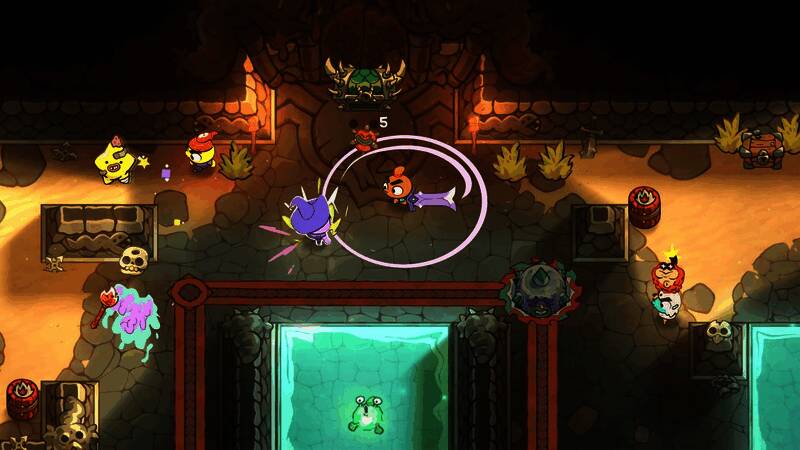 玩家使用搞怪武器进行攻击的特写镜头，增添趣味性