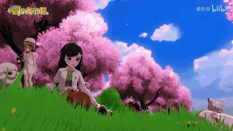 游戏截图展示玩家骑乘动物穿越草地的趣味场景