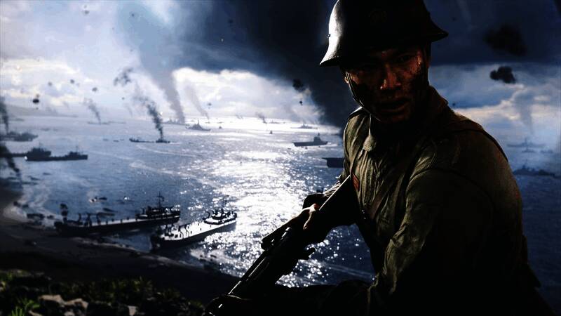 《战地5》游戏画面，战火纷飞的二战战场