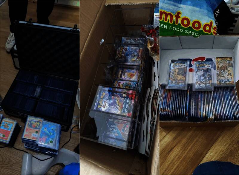 警方展示一张带有原始价签的宝可梦卡牌，标价为560英镑