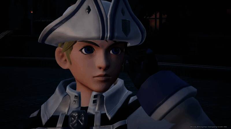 《王国之心：Missing-Link》宣传视觉图，背景为索拉与经典迪士尼角色场景