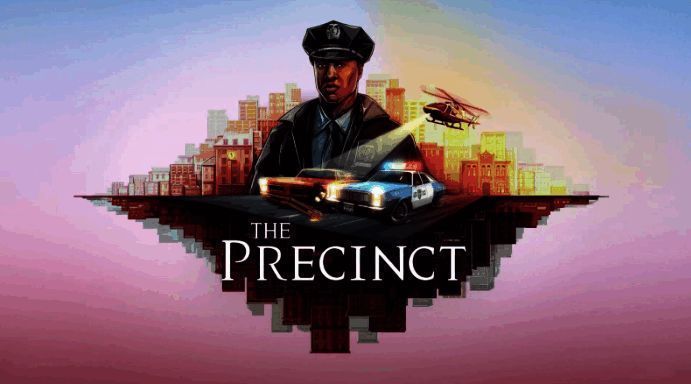 《警区》游戏封面展示，复古风格的城市背景与主角形象