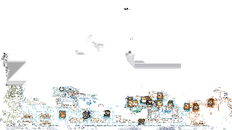 动态画面展示，多个小动物进入温泉馆并与主角互动