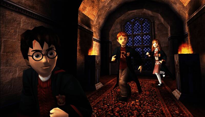 Volition早期魔法世界Demo概念图，展现PS1时代画风下的哈利与海格