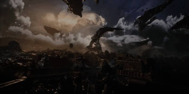 游戏中角色在神秘光影下对峙，画面氛围紧张而富有故事感