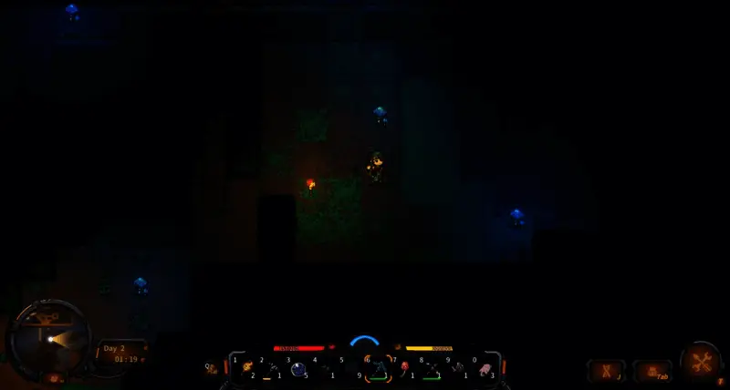 玩家角色在地心世界探险，背景是奇异的地底景观和魔物娘的身影