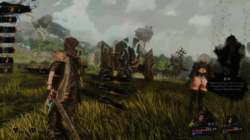 战斗背景设定于废墟之中，氛围神秘而紧张