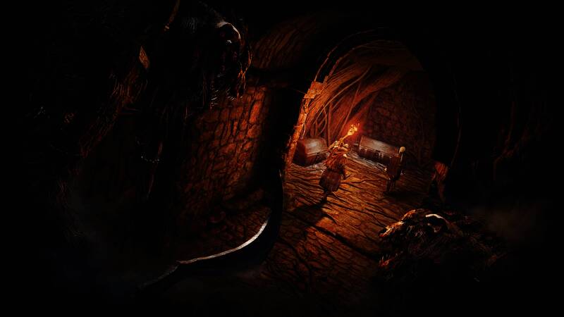 游戏角色配合战斗画面，一名角色正在攻击另一名倒下的队友试图将其复活